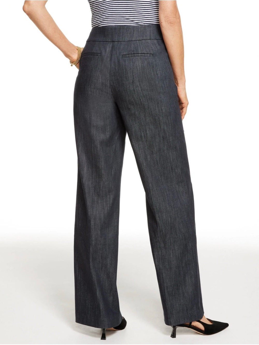 Talbots Refined Denim Wide Leg Pants High Waist Dark Wash Trouser Women’s Size 8 - Picture 2 of 7